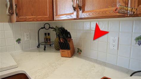 how to mount electrical box on countertop with backsplash|granite backsplash electrical box.